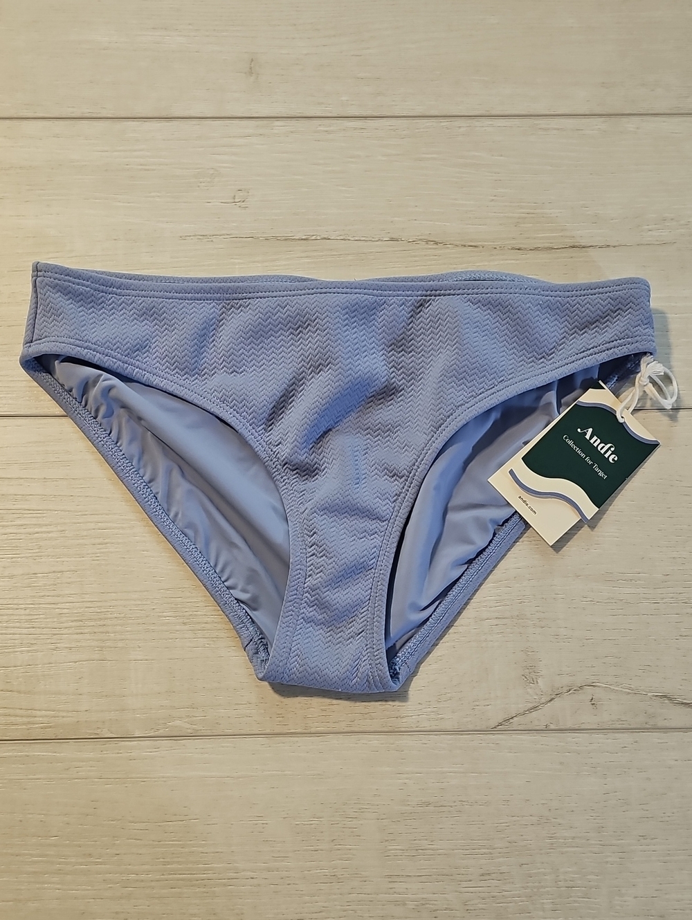 Andie Women's Small Powder Blue Textured Bikini Bottom